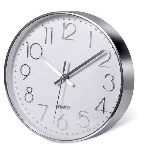 Zegar Ścienny Srebrny 30 Cm Nowoczesny Cichy na Arena.pl