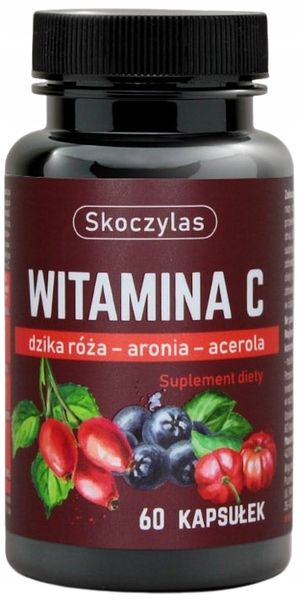 SKOCZYLAS Witamina C Trio DZIKA RÓZA ARONIA ACEROLA odporność 2x60 kapsułek zdjęcie 2