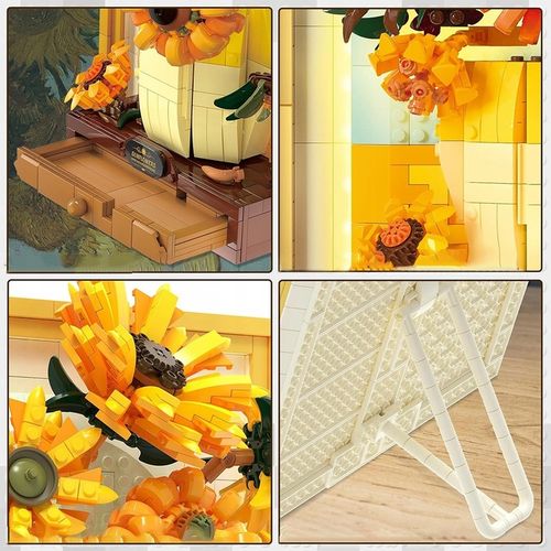 KLOCKI CREATIVE OBRAZ SŁONECZNIKI VAN GOGH PUZLE 3D ZESTAW 1166EL. Z LED na Arena.pl