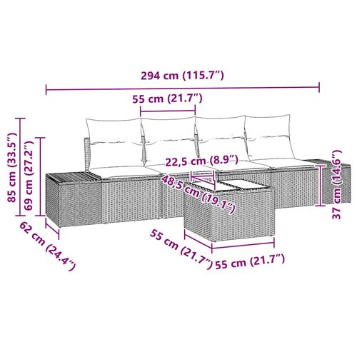 Zestaw Sof na Ogród 5 pcs Brązowy i Kremowy 55 x 55 x 37 cm na Arena.pl