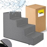 SCHODKI SCHODY DLA PSA RAMPA PODEST STABILNE 4 STOPNIE 40x60x30 CM SZARE