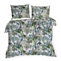 Pościel Davos 220x200 + 70x80 zielona bawełna ranforce kwiaty