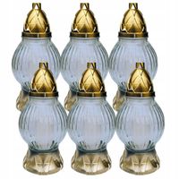 Chemix Znicz Szklany Owalny Złoty Na Grób 26cm 30h Palenia Zestaw 6 sztuk