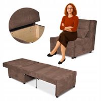 Fotel rozkładany funkcja spania KIMO pojemnik na pościel brąz