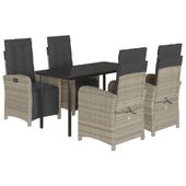 5-cz. zestaw mebli ogrodowych z poduszkami, jasnoszary