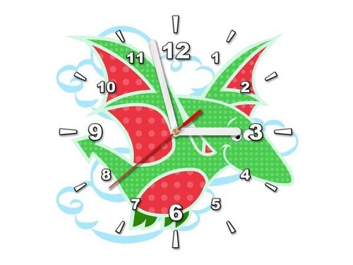 30X30CM ZEGAR LATAJĄCY ZIELONY DINO OBRAZ DREWNO na Arena.pl