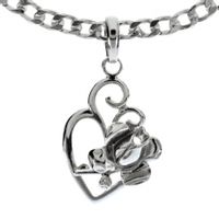 SREBRNY WISIOREK SERDUSZKO Z RÓŻĄ PRÓBA SREBRA 925