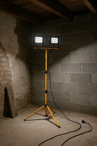 Halogen LED Statyw Budowlany Naświetlacz 2X 60W Zestaw Stojak RIWALL na Arena.pl