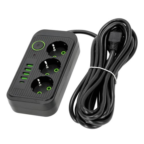 Przedłużacz Listwa Zasilająca 5m 3gn + 4x USB-A + USB-C Wyłącznik Czarny na Arena.pl