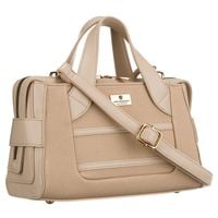 elegancka, beżowa torebka damska wykonana z materiału  suwakiem - peterson