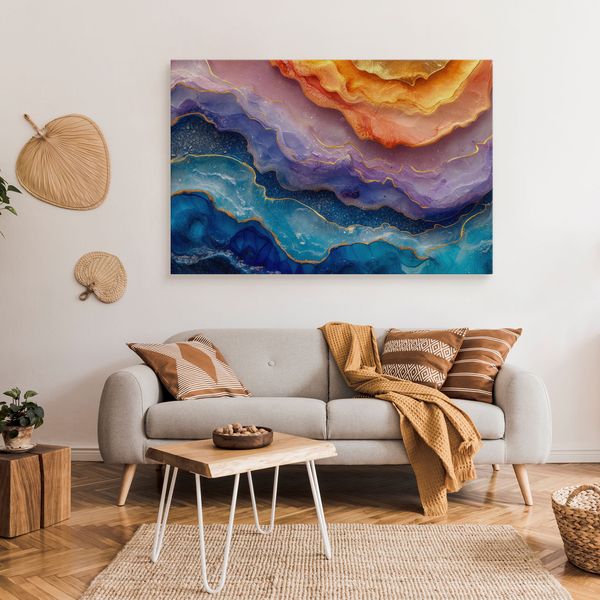 Obraz Do Salonu Kolorowy Marmur Pastele Abstrakcja Glamour 120cm x 80cm zdjęcie 3