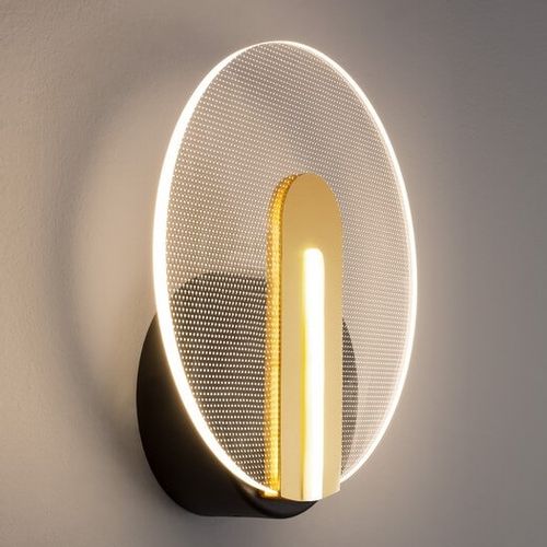 Okrągła lampa ścienna Ceja do sypialni LED 7W czarna złota na Arena.pl