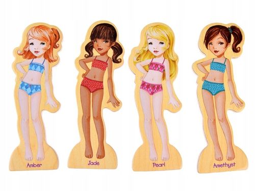 Drewniane Puzzle magnetyczne Ubranka Moda stylizacje 4 modelki ZA4807 na Arena.pl