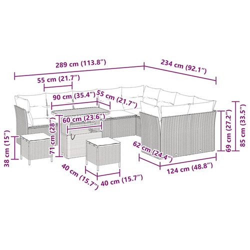 Zestaw Sof na Ogród 12 pcs Beżowy polirattan na Arena.pl