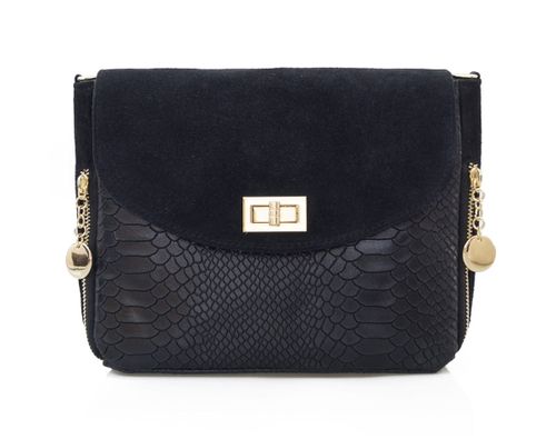 VERA PELLE torebka damska zamszowa listonoszka z paskiem V290 pomarańczowa na Arena.pl