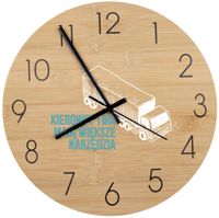 Bambusowy ZEGAR ścienny z nadrukiem UV prezent dla KIEROWCY TIRA