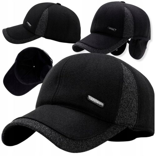 CZAPKA ZIMOWA MĘSKA Z DASZKIEM CIEPŁA CHOWANE NAUSZNIKI NA ZIMĘ MODNA na Arena.pl