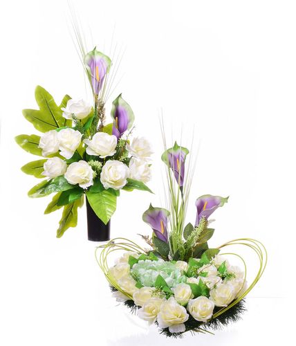 Kompozycja stroik serce kremowe +bukiet na Arena.pl