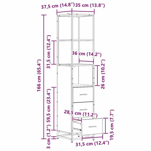 Szafka Łazienkowa z szufladą dąb artisan 35 x 37.5 x 166 cm na Arena.pl