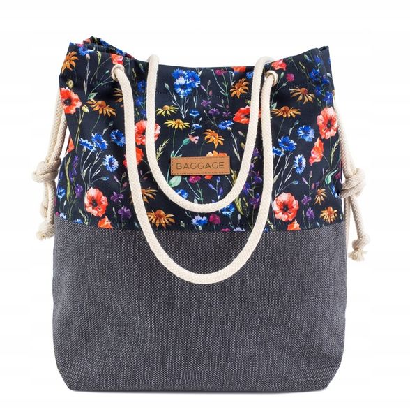 TOREBKA DAMSKA WOREK SHOPPER TORBA KWIATY BAGGAGE zdjęcie 7