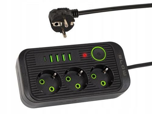 PRZEDŁUŻACZ LISTWA ZASILAJĄCA WŁĄCZNIK 4x USB 3 GNIAZDA 5m USB TYP-C na Arena.pl