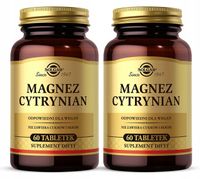 Suplement diety Solgar cytrynian magnezu na stres na mięśnie 60 tabletek x2