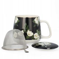 LIVELLO KUBEK PORCELANOWY Z METALOWYM ZAPARZACZEM 500 ML