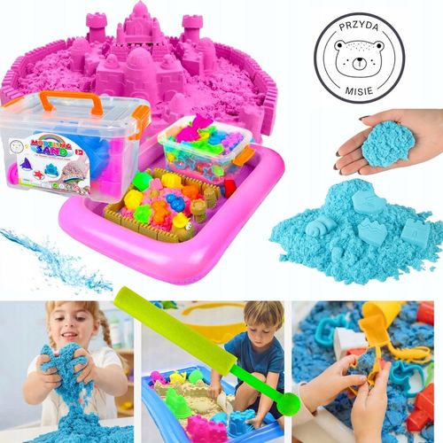 DUZY ZESTAW XXL PIASEK KINETYCZNY 5 KG BASEN ŁOPATKA PIASKOWNICA STATEK na Arena.pl