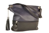 Skórzana torebka worek - Granatowo-czarna