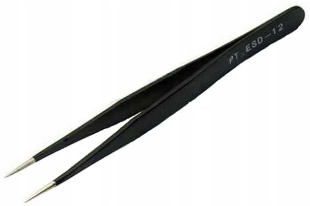 Pęseta do rzęs prosta czarna zdjęcie 1