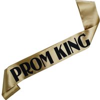 Prom  King  -  szarfa w kolorze starego złota z czarnym nadrukiem