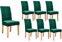 POKROWCE NA KRZESŁA 6SZT WELUROWE WELUR UNIWERSALNY ELASTYCZNY ZIELONE