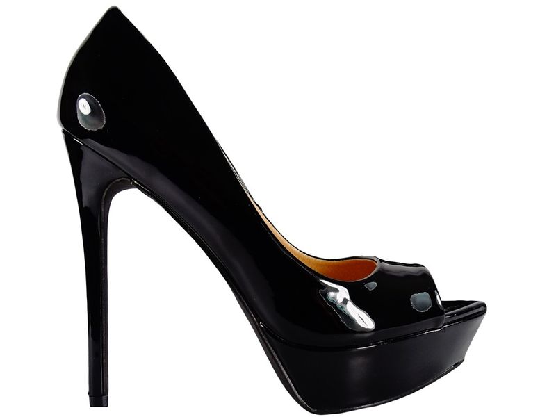 Czarne szpilki na platformie z odkrytym palcem 36 zdjęcie 1