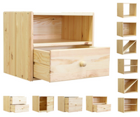 Emaga Drewniany regał modułowy /szuflada i półka RSKL – Naturalny