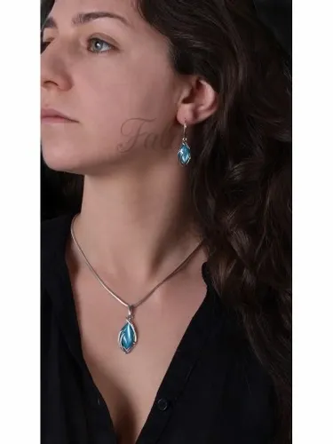 Komplet srebrny z Masą perłową turkusową z0735- 7,7g. na Arena.pl