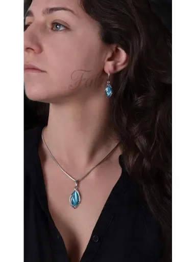 Komplet srebrny z Masą perłową turkusową z0735- 7,7g. zdjęcie 2