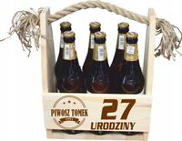 DREWNIANA SKRZYNKA GRAWER NOSIDŁO NA PIWO PREZENT