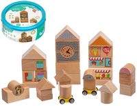 Kolorowe klocki drewniane – Miasto – 35 elementów