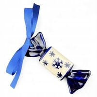 Zawieszka cukierek prostokątny Śnieżynki dek. 0PZS Ceramika Bolesławiec