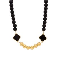 naszyjnik onyks z koniczynką (c21/kor/36au)