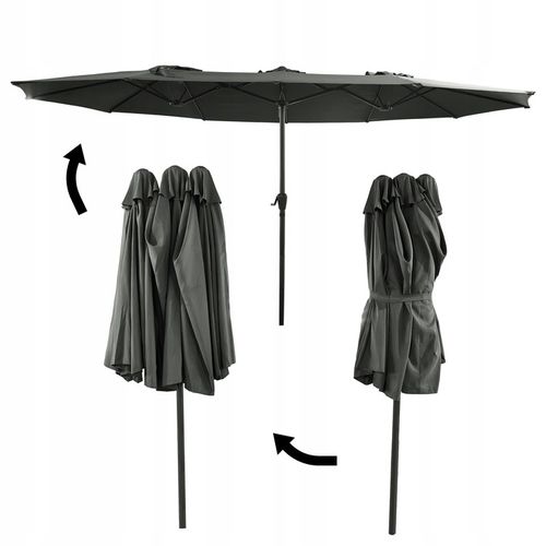 PODWÓJNY PARASOL OGRODOWY PRZECIWSŁONECZY Z KORBKĄ POKROWIEC PHOENIX SZARY na Arena.pl