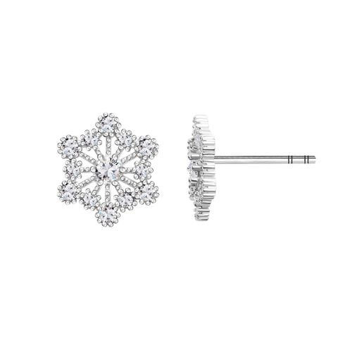 komplet srebrnej biżuterii śnieżynka z cyrkoniami - kolczyki i naszyjnik na Arena.pl