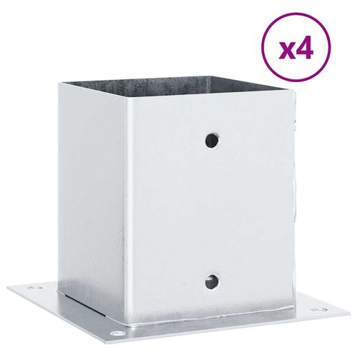 Podstawy słupków kwadratowe 4 szt. Srebrne Stal ocynkowana na Arena.pl