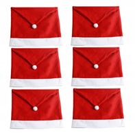 ŚWIĄTECZNE POKROWCE NA KRZESŁA CZAPKA MIKOŁAJA POKROWIEC KOMPLET 6sztuk