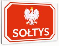 Tabliczka znak informacyjny 20x15 Biała SOŁTYS Aluminiowa NADRUK UV