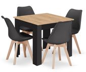 Stół NP 80x80 Artisan nogi czarne + 4 krzesła MARK czarne nogi naturalne