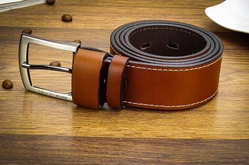 Pasek 110cm Męski Szeroki do SPODNI JEANS Brązowy na Arena.pl