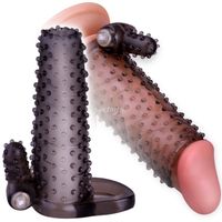 STYMULUJĄCA NAKŁADKA NA PENISA JĄDRA Z WIBRATOREM Czarny