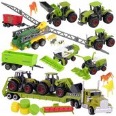 Ciągnik Traktor MASZYNY ROLNICZE Kombajn Duży Zestaw Farmera Rolnika 23 el.