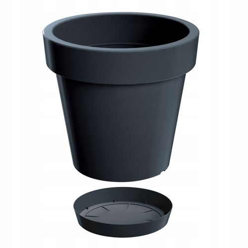 Doniczka okrągła Lofly DLOF160 z podstawką | Antracyt, Wymiary 15.80x14.4 cm, Prosperplast na Arena.pl